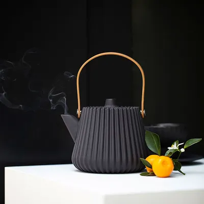Чайник «Пекое» с ситом керамика,металл 0,55л D=12,5,H=12см черный, изображение 9