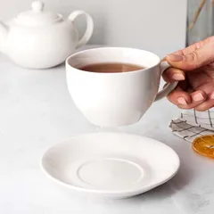 Чайная пара «Кунстверк» фарфор 350мл D=100/155,H=80,L=155мм белый, изображение 2