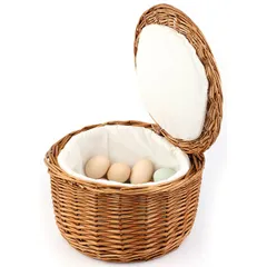 Egg basket rattan,cotton D=26,H=17,L=27,B=40cm brown.