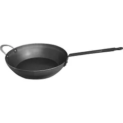 Frying pan 2 handles blue steel D=32,H=8,L=67cm gray