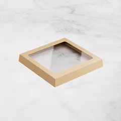 Крышка для бумажного контейнера OneClick 950/1250 мл картон,полипроп. ,L=16,5,B=16,5см св.корич.,про, изображение 2