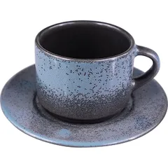 Tea pair “Milky Way turquoise”  porcelain  200 ml  D=15.5 cm  turquoise, black