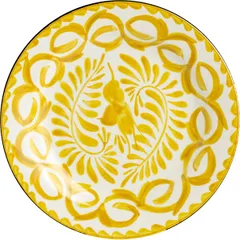 Plate “Puebla EsDune” small  ceramics  D=23cm  white, yellow.