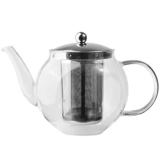 Чайник заварочный стекло,нерж. 0,69л ,H=12,5,L=19,5,B=11,4см прозр.,серебрян.