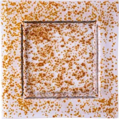 Plate “Full Drop” square  glass , L=17.8, B=17.8 cm  clear, brown.