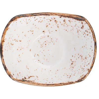 Соусник-салатник «Крафт Вайт» фарфор 45мл ,H=35,L=90,B=70мм белый,коричнев., изображение 3