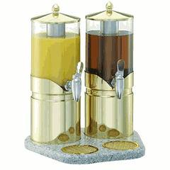 Double cold drink dispenser 2.5 l*2  stainless steel  gold, clear.