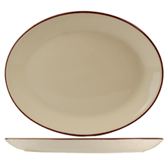 Dish “Claret” oval  porcelain ,H=11,L=200,B=160mm beige, burgundy