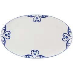 Dish "Tiles" oval deep  porcelain , L=29, B=18 cm  white, blue