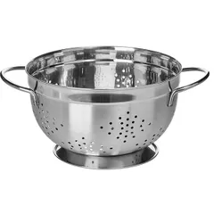 Colander 2 handles  stainless steel  D=24, H=14, L=33 cm  metal.