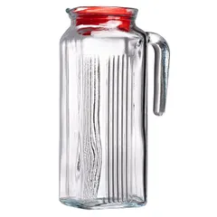 Кувшин «Фриго» с крышкой стекло 1л D=97,H=181,L=125мм прозр.,красный, изображение 3