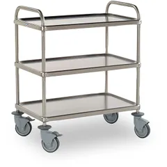 Serving trolley, 3 tiers  stainless steel , H=96, L=112, B=71cm  silver.