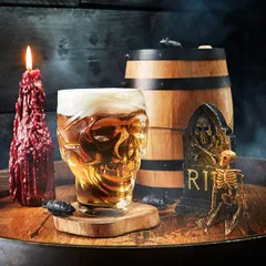 Кружка для пива «Череп» стекло 0,9л ,H=16см, изображение 3