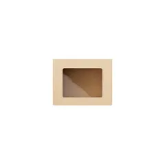 Контейнер бумажный OneBox с крышкой картон 350мл ,H=4,L=8,B=10см св.корич., изображение 2