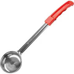 Ladle red handle “Prootel”  steel, plastic  60 ml , H=7, L=37cm  metallic, red