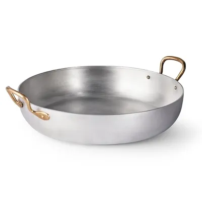 Сковорода для подачи «Арго» с двумя ручками алюмин.,латунь 1,2л D=230,H=45мм серебрист.