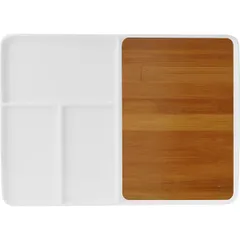 Блюдо для подачи бамбук,фарфор ,H=20,L=335,B=235мм св. дерево,белый