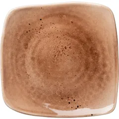 Plate “Marron Reativo” square  porcelain , L=22, B=22cm  brown, beige.