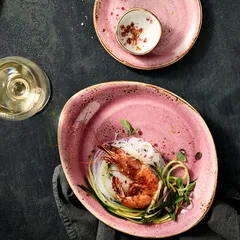 Тарелка «Крафт Распберри» мелкая фарфор ,L=25,5,B=20,5см розов.,коричнев., изображение 2