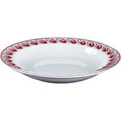 Тарелка глубокая «Мезень» Принц Лебеди фарфор D=225,H=39мм белый,красный, изображение 3