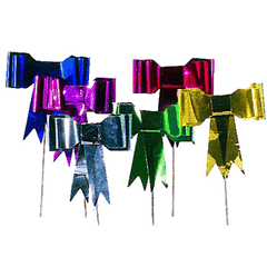 Украшения на шпажках «Бантик»[50шт] фольга,дерево ,H=15см разноцветн.