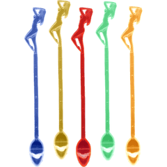 Мешалки для коктейлей «Афродита с ложечкой»[50шт] пластик ,L=20см разноцветн.