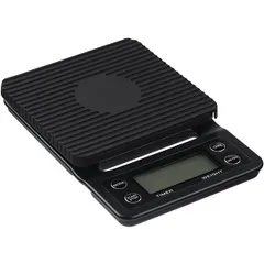 Electronic coffee scales with timer (up to 3 kg with an accuracy of 0.1 g)  plastic , H=30, L=195, B=125mm  black