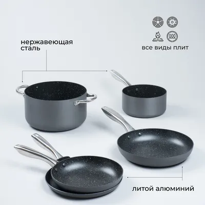 Набор посуды для приготовления «Уитфорд»[6шт] алюм.литой,сталь нерж. граф.,черный, изображение 6