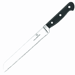 Bread knife  stainless steel, plastic , L=20cm  black, metal.