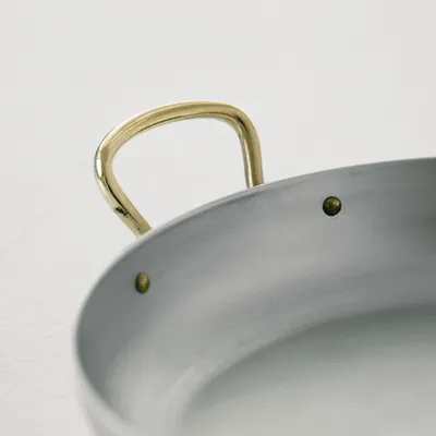 Сковорода для подачи «Арго» с двумя ручками алюмин.,латунь 0,84л D=190,H=35мм серебрист., изображение 7