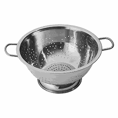 Colander 2 handles  stainless steel  D=28, H=16cm  metal.