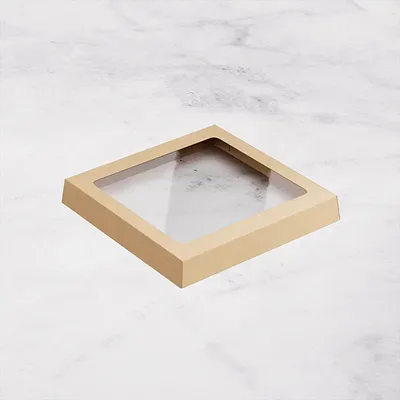 Крышка для бумажного контейнера OneClick 950/1250 мл картон,полипроп. ,L=16,5,B=16,5см св.корич.,про, изображение 2