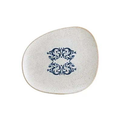 Тарелка «Виенто» асимметричная фарфор ,L=24см белый,синий