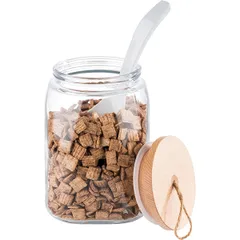 Банка «Вуди» квадратная с крышкой стекло,дерево 2,5л ,H=21,5,L=14,B=14см прозр., изображение 3