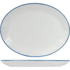 Dish “Blue Dapple” oval  porcelain ,H=20,L=280,B=215mm white,blue