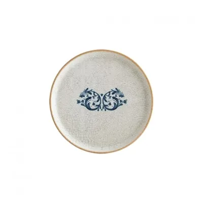 Тарелка «Виенто» с бортом фарфор D=16см белый,желт.