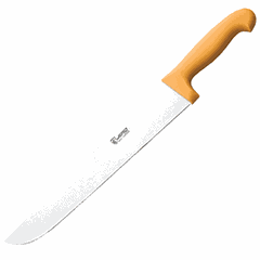 Knife for slicing meat  steel, plastic , L=45/35, B=5cm  yellow, metallic.