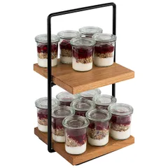 Этажерка «Буфет» 2 яруса дерево,металл ,H=40,5,L=23,B=20см коричнев.,черный, изображение 2