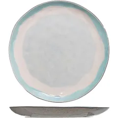 Plate “Malibu” small  ceramics  D=27cm  white, turquoise.