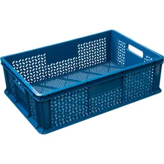 Perforated food box with handles  polyethylene  43.2 l , H=18, L=60, B=40 cm  blue