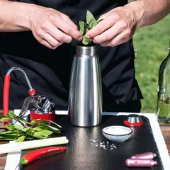 Сифон для сливок «Гурме» сталь нерж.,пластик 0,5л D=73,H=250,B=105мм металлич., изображение 2