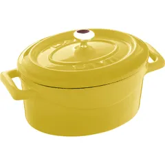 Baking pot with handles  enameled cast iron  420 ml  yellow.