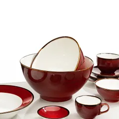 Соусник «Джаспер» фарфор 60мл D=88,H=26мм белый,красный, изображение 4