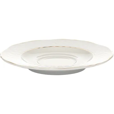 Блюдце «Афродита» фарфор D=130,H=15мм белый,золотой, изображение 2