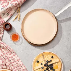 Сковорода для блинов алюмин.,керамика D=28,H=2,L=49см коричнев.,бежев., изображение 3