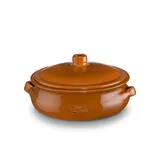 Baking pot with lid  ceramics  0.75 l  D=17, H=8cm  brown.