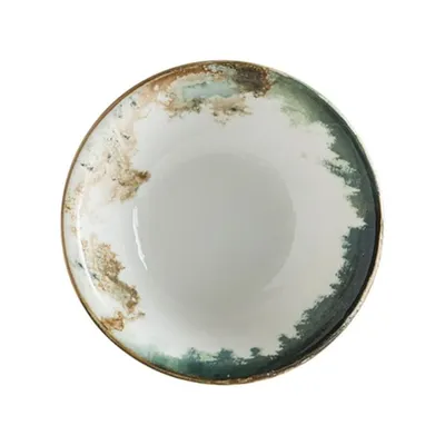 Салатник «Футура» фарфор 400мл D=160,H=53мм белый,бирюз., изображение 2