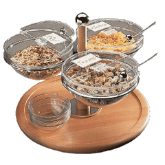 Стойка фуршетная на 3 емкости для мюсли стекло,дерево ,H=40,L=51,5см коричнев.