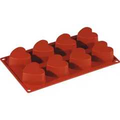 Confectionery mold “Hearts” 6.5*6cm [8 cells]  silicone , H=35, L=295, B=175mm  brick.