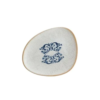 Тарелка «Виенто» асимметричная фарфор ,L=19см белый,синий